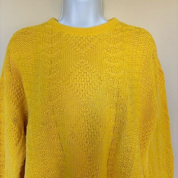 Lands’ End Vintage Drifter chunky Sweater Cable Knit Fisherman‎ Gold medium USA - Picture 2 of 8